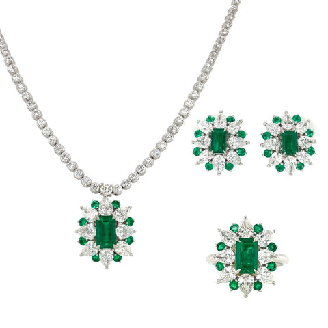 Platinum Emerald Diamond Set - ENUJD00082