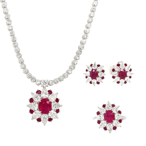 Platinum Ruby Diamond Set-Platinum Ruby Diamond Set - RNUJD00158