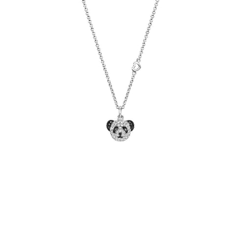 Qeelin Bo Bo Necklace - Petite Classic Bo Bo necklace in 18K white gold with diamonds and black diamonds