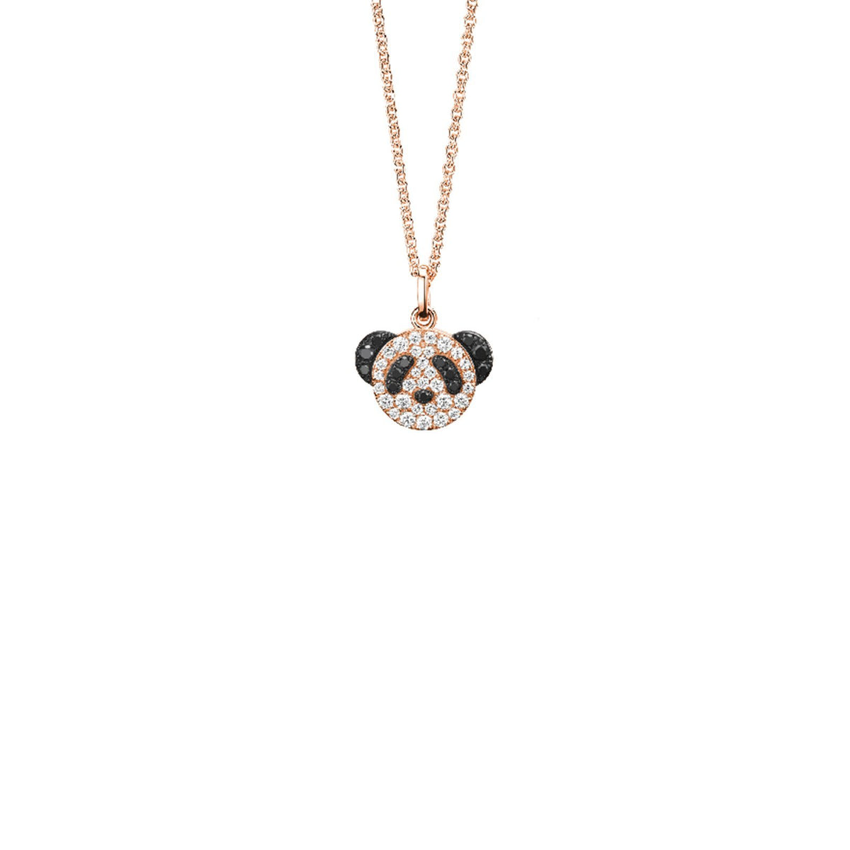 Qeelin Bo Bo Necklace - Petite Bo Bo necklace in 18K rose gold with white and black diamonds.