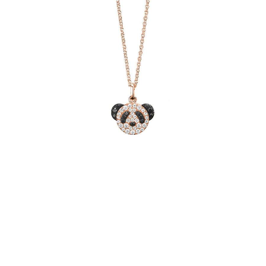 Qeelin Bo Bo Necklace - Petite Bo Bo necklace in 18K rose gold with white and black diamonds.
