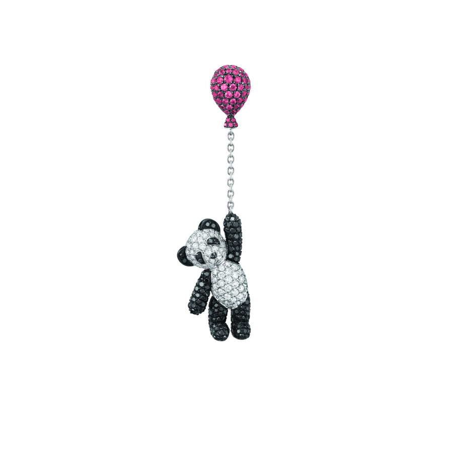 Qeelin Bo Bo Small Classic Single Earring - BB-030-ER-WGDRU2 - Small Classic Bo Bo single earring in 18K white gold with diamonds and rubies
