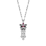 Qeelin Large Xi Xi Pendant - XX-010-FPPD-WGD - Large Xi Xi pendant in 18K white gold with pave diamonds, rubies and onyx.