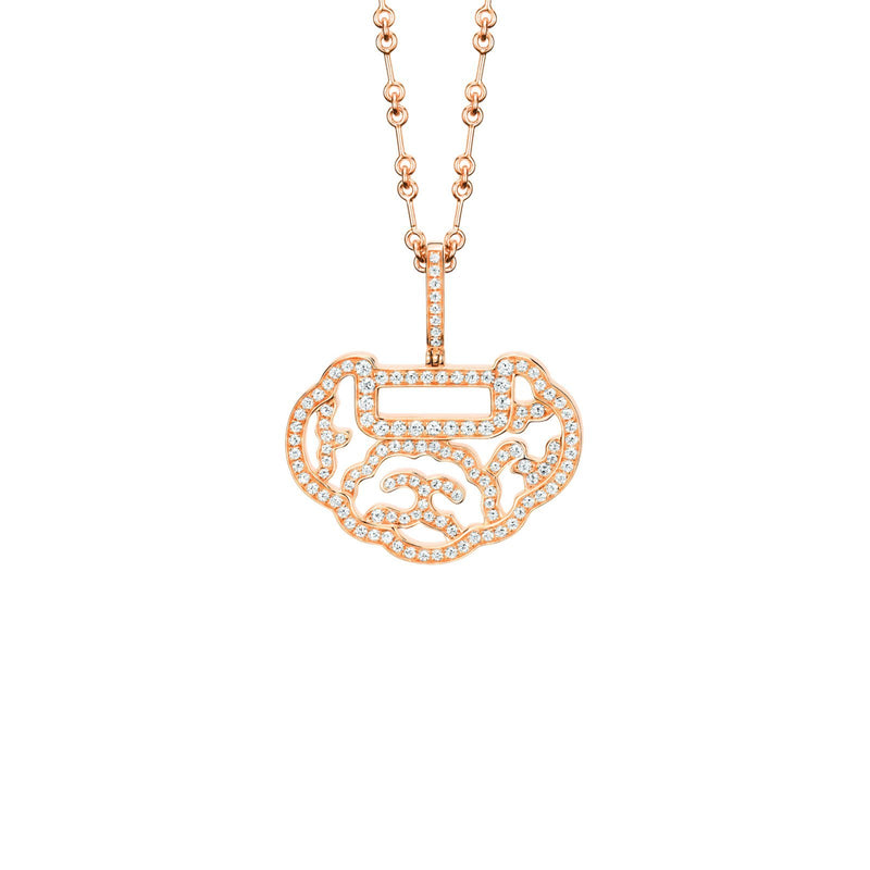 Qeelin Medium Yu Yi Pendant-Qeelin Medium Yu Yi Pendant - Medium Yu Yi pendant in 18K rose gold with diamonds