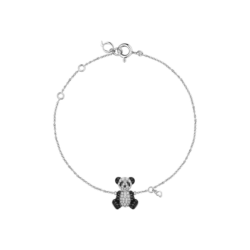 Qeelin Petite Classic Bo Bo Bracelet-Qeelin Petite Classic Bo Bo Bracelet - BB-040-SBL-WGD - Petite Classic Bo Bo bracelet in 18K white gold with diamonds and black diamonds