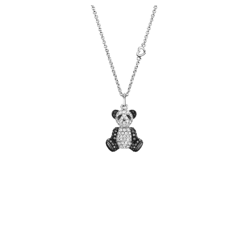 Qeelin Petite Classic Bo Bo Necklace - BB-040-SNL-WGD - Petite Classic Bo Bo necklace in 18K white gold with diamonds and black diamonds