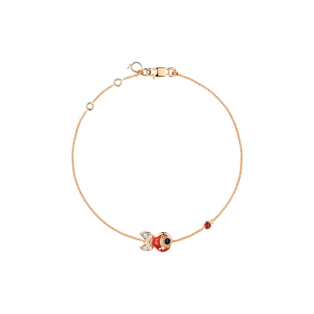 Qeelin Petite Qin Qin Bracelet - Petite Qin Qin bracelet in 18K rose gold with diamonds, ruby and red agate