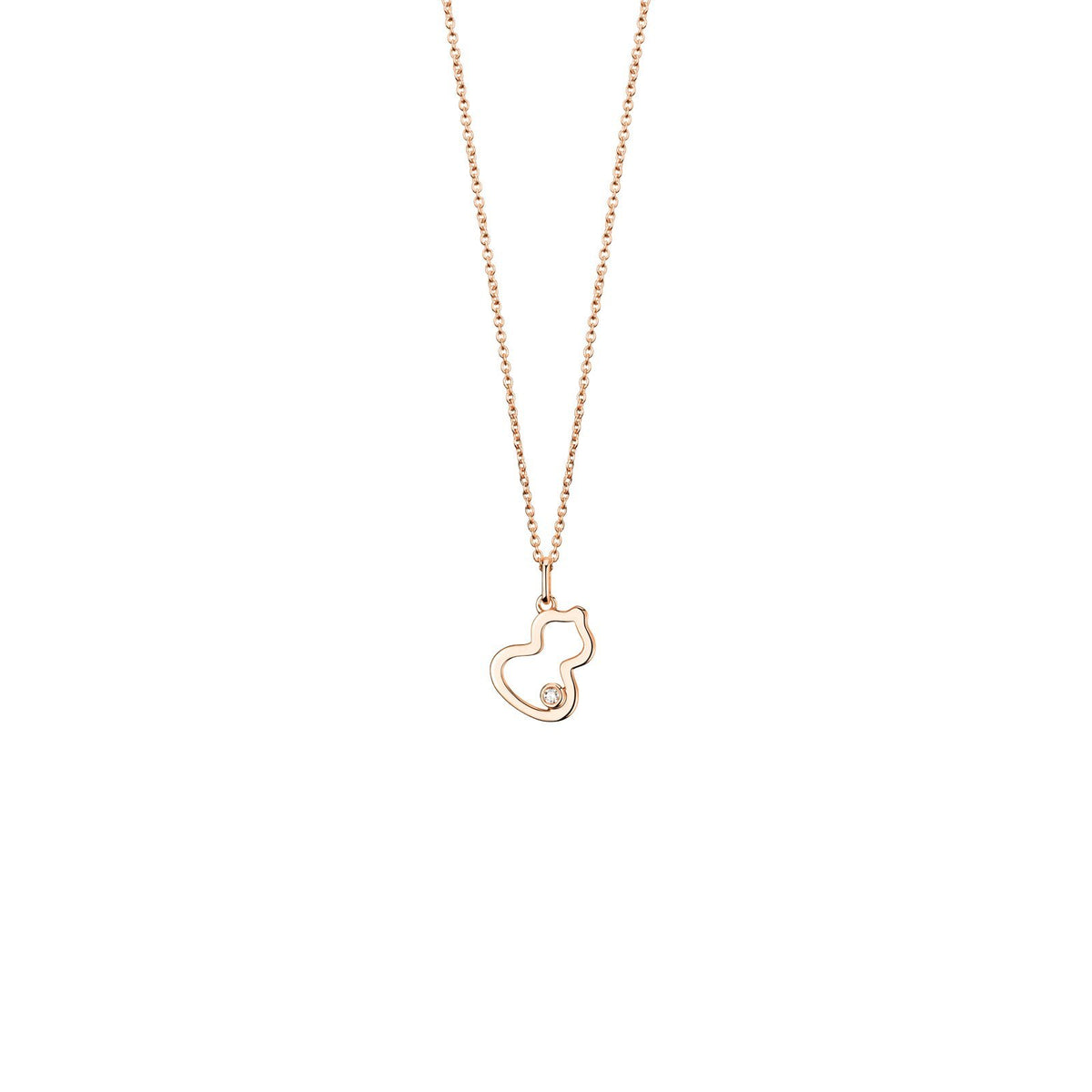 Qeelin Petite Wulu Necklace - Petite Wulu necklace in 18K rose gold with a diamond.