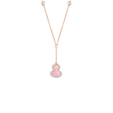 Qeelin Petite Wulu Necklace - WU-NL0009D-RGDPO - Petite Wulu necklace in 18K rose gold with diamonds and pink opal