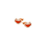 Qeelin Petite Yu Yi Earrings - YY-ERSD0003B-RGDRA - Petite Yu Yi ear studs in 18K rose gold with diamonds and red agate