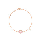 Petite Yu Yi Lock bracelet in 18K rose gold with diamonds and pink opal. Limited edition of 700 pieces.