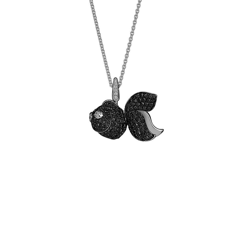 Qeelin Qin Qin Medium Pendant - 18 karat white gold with black and white diamonds qin qin pendant. 