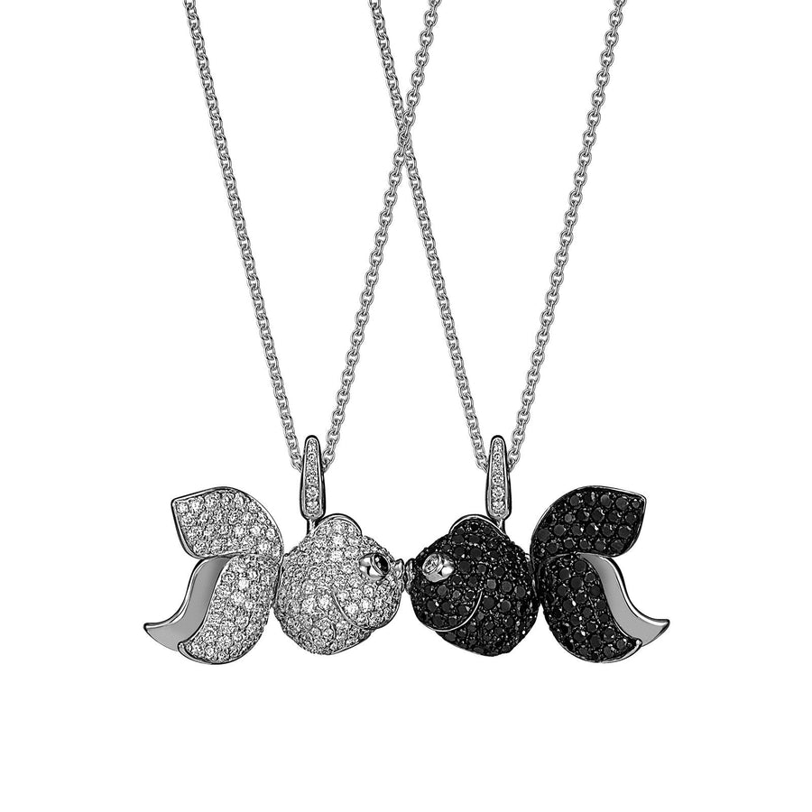 Qeelin Qin Qin Medium Pendant - 18 karat white gold with black and white diamonds qin qin pendant. 