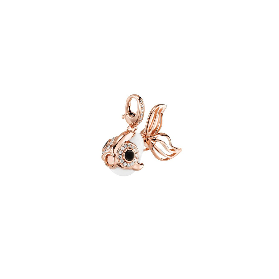 Qeelin Qin Qin Small Pendant - 18 karat rose gold with white agate and diamond qin qin pendant.