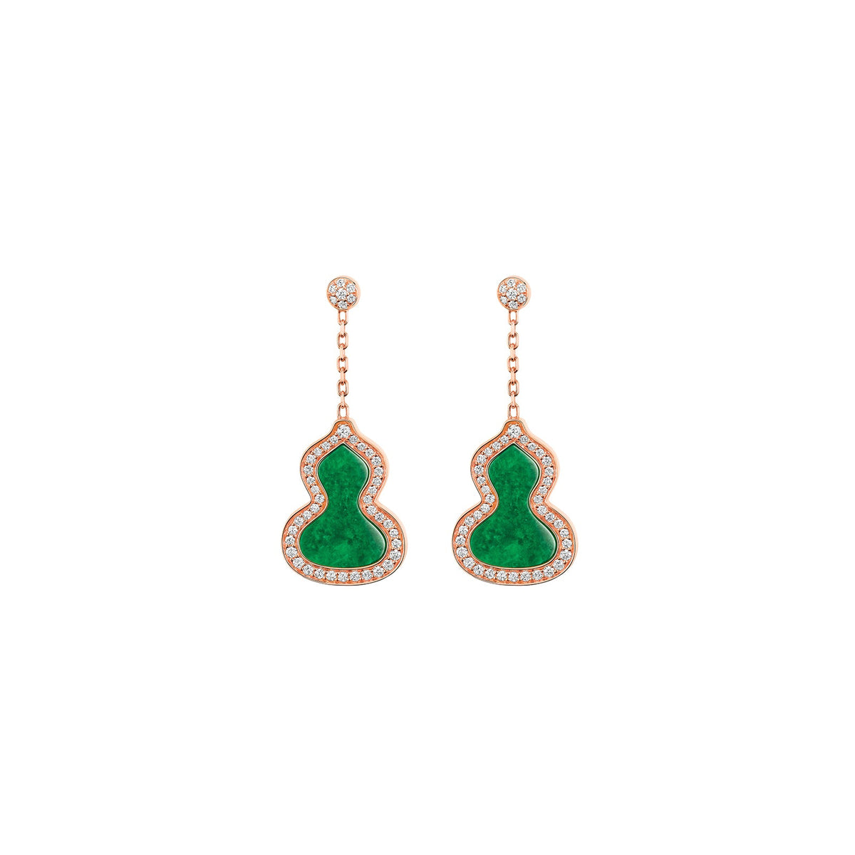 Qeelin Small Wulu Earrings - WU-030-SER-RGDGJE - 18 karat rose gold small wulu earrings with diamonds and jade