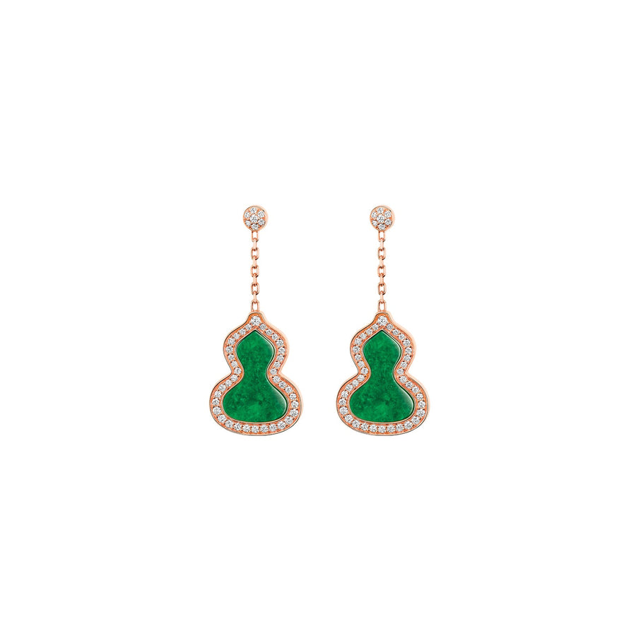 Qeelin Small Wulu Earrings - WU-030-SER-RGDGJE - 18 karat rose gold small wulu earrings with diamonds and jade