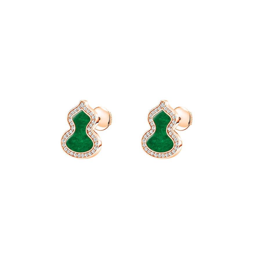 Qeelin Small Wulu Stud Earrings - WU-030-SERSD-RGDGJE - 18 karat rose gold small wulu earrings with diamonds and jade