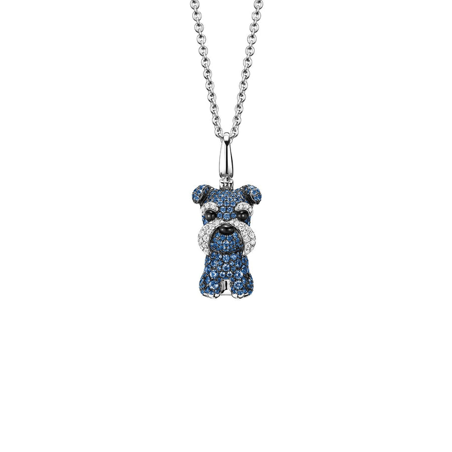 Qeelin Wang Wang Medium Schnauzer Morgen Pendant - Wang Wang medium Schnauzer in blue sapphire and diamonds pendant.