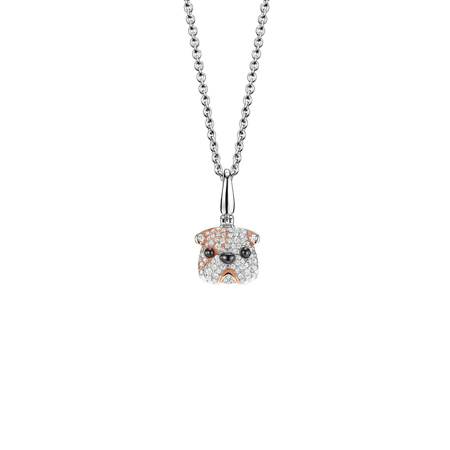Qeelin Wang Wang Small Bulldog Mario - Wang Wang small bulldog in 18 karat white gold with diamonds pendant. 
