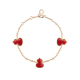 Qeelin Wulu Bracelet - 18 karat rose gold with three red agate wulu stations on bracelet.