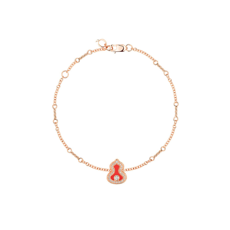 Qeelin Wulu Bracelet - WU-040-LGBL-RGDRA - 18 karat rose gold wulu bracelet with diamonds and red agate