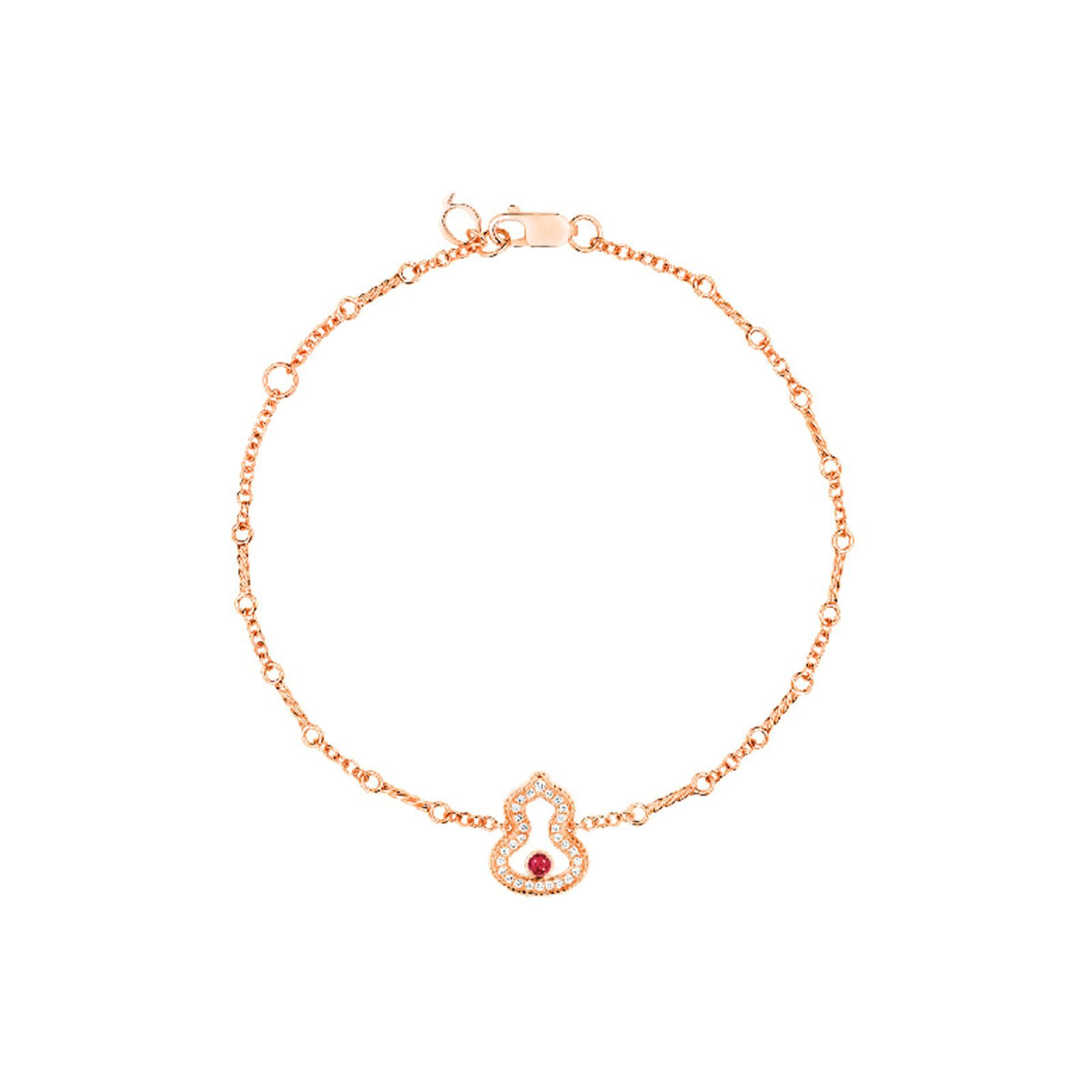 Qeelin Wulu Bracelet - WU-040-LGBL-RGDRU - Wulu bracelet in 18K rose gold with diamonds and ruby