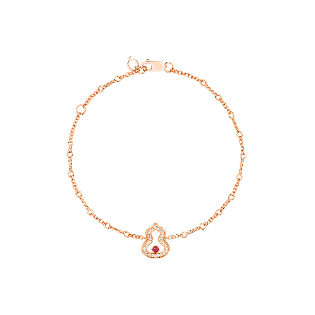 Qeelin Wulu Bracelet - WU-040-LGBL-RGDRU - Wulu bracelet in 18K rose gold with diamonds and ruby