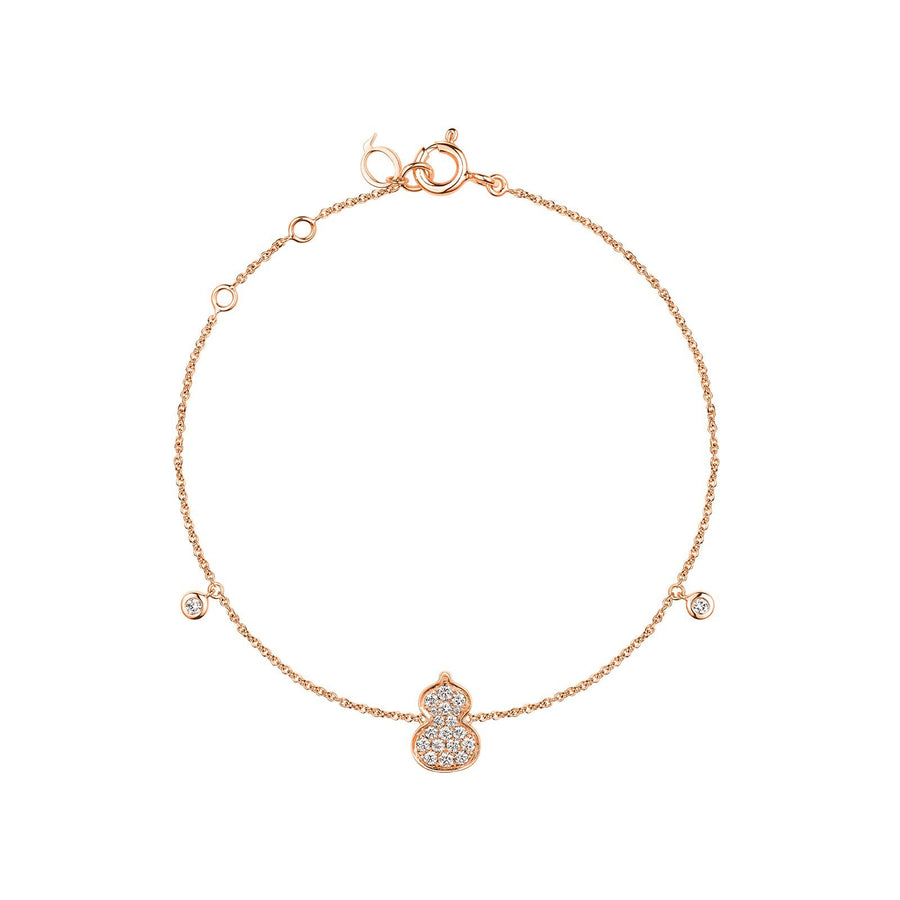 Qeelin Wulu Bracelet - 18 karat rose gold with pavé diamonds wulu with two side diamonds on bracelet.