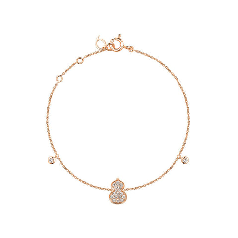 Qeelin Wulu Bracelet - 18 karat rose gold with pavé diamonds wulu with two side diamonds on bracelet.