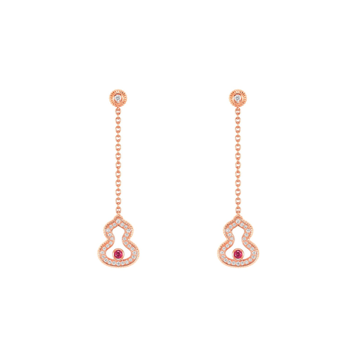 Qeelin Wulu Diamond and Ruby Drop Earrings - WLE40AZRGRU