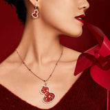 Qeelin Wulu Earrings - 18 karat rose gold diamond and red agate lace wulu earrings.