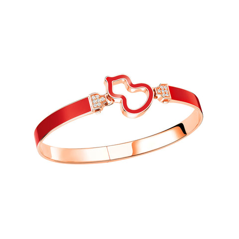 Qeelin Wulu Interchangeable Bracelet (Bracelet Only) - BN-155-RGREDE - Rose gold and red enamel bracelet to go with diamond wulu interchangeable bracelet buckle.