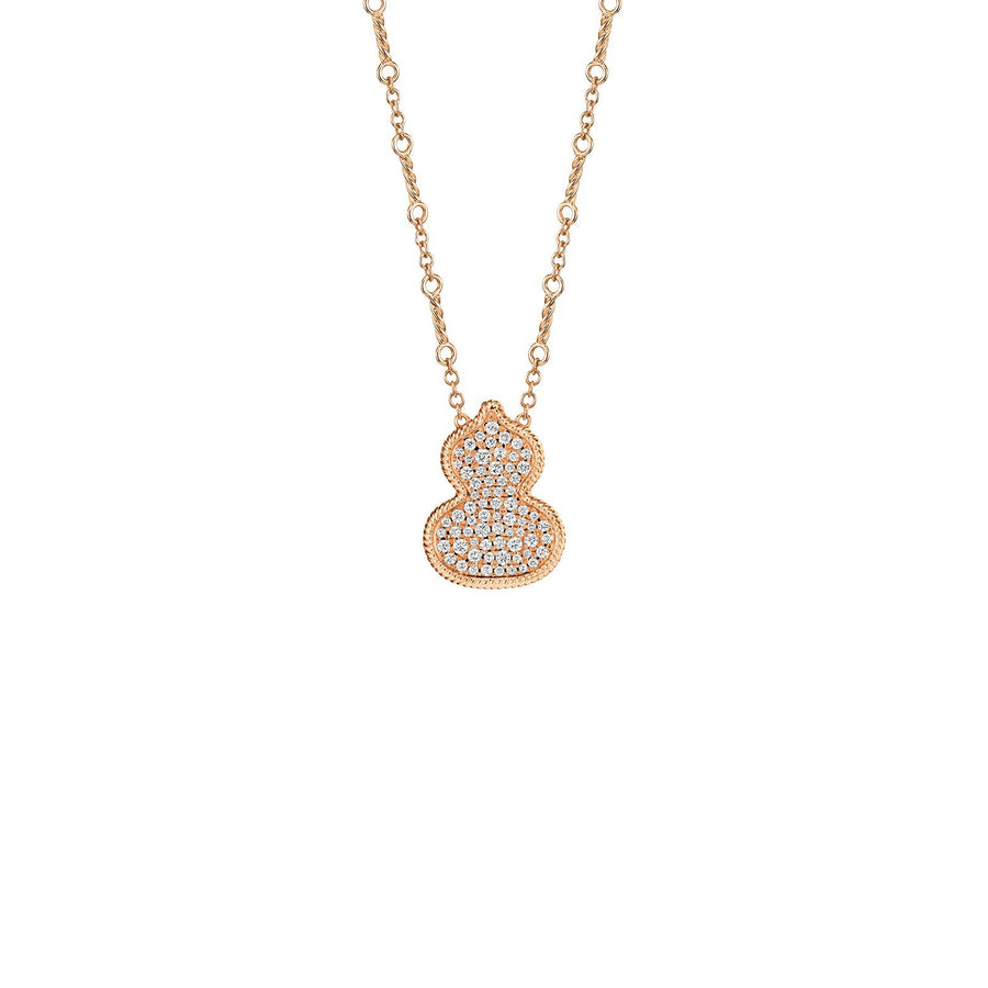 Qeelin Wulu Necklace - 18 karat rose gold with pavé diamond wulu pendant on chain.
