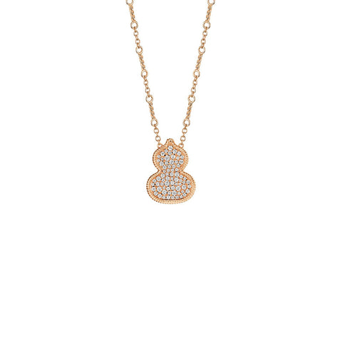 Qeelin Wulu Necklace-Qeelin Wulu Necklace - 18 karat rose gold with pavé diamond wulu pendant on chain.