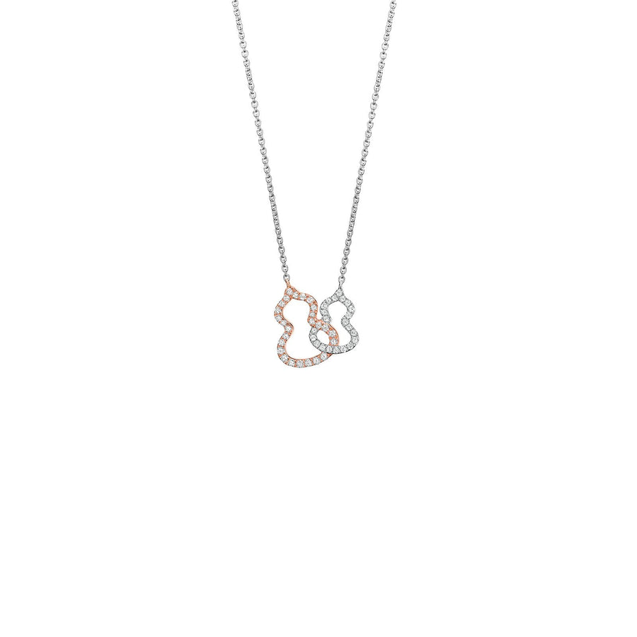 Qeelin Wulu Necklace - 18 karat white gold and rose gold double wulu pendant on chain.