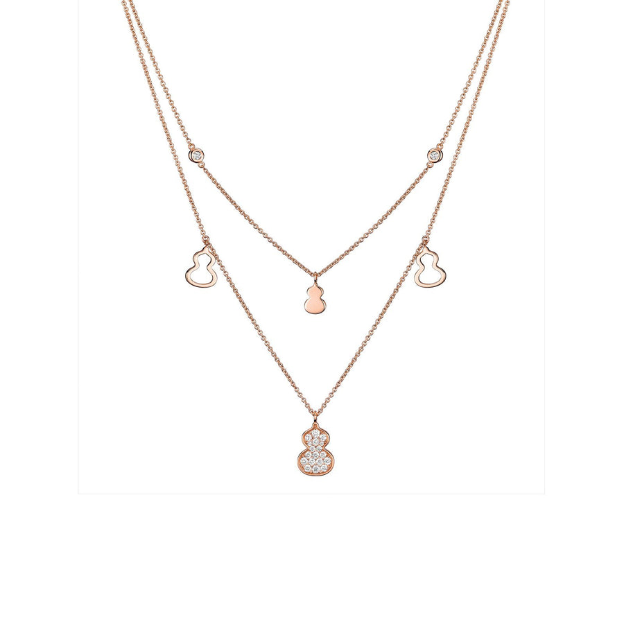 Qeelin Wulu Necklace - Qeelin wulu double row necklace is 18 karat rose gold with diamonds.