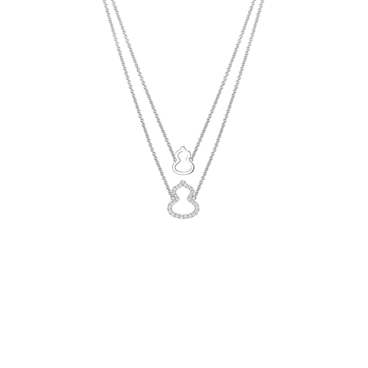 Qeelin Wulu Necklace - Qeelin wulu double row necklace in 18 karat white gold with diamonds.