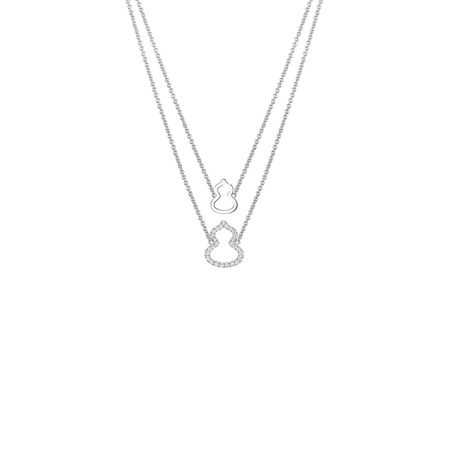 Qeelin Wulu Necklace - Qeelin wulu double row necklace in 18 karat white gold with diamonds.