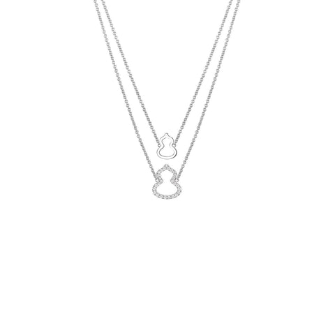 Qeelin Wulu Necklace-Qeelin Wulu Necklace - Qeelin wulu double row necklace in 18 karat white gold with diamonds.
