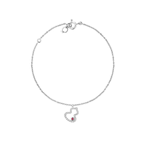 Qeelin Wulu Petite Bracelet - 18 karat white gold diamond wulu with ruby on bracelet.