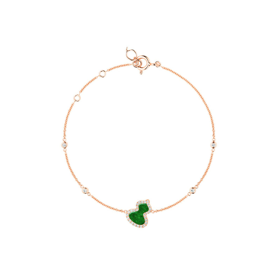 Qeelin Wulu Petite Bracelet - WU-BR0016B-RGDGJE - Petite Wulu bracelet in 18K rose gold with diamonds and jade