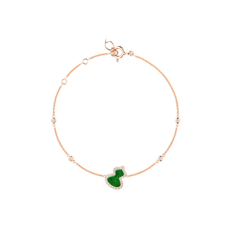 Qeelin Wulu Petite Bracelet-Qeelin Wulu Petite Bracelet - WU-BR0016B-RGDGJE - Petite Wulu bracelet in 18K rose gold with diamonds and jade