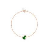 Qeelin Wulu Petite Bracelet - WU-BR0016B-RGDGJE - Petite Wulu bracelet in 18K rose gold with diamonds and jade