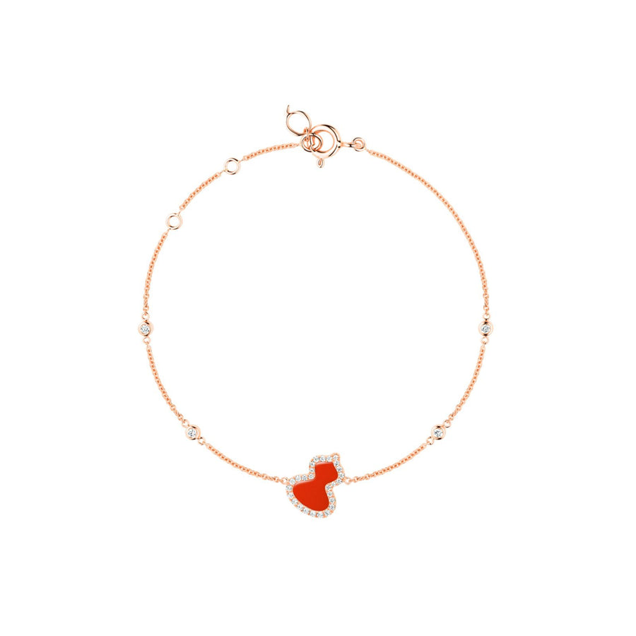 Qeelin Wulu Petite Bracelet - WU-BR0016D-RGDRA - Petite Wulu bracelet in 18K rose gold with diamonds and red agate