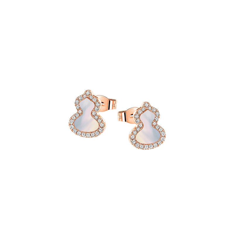 ピアス Qeelin Petite Wulu stud earrings 18K Rose Gold Diamond jade Qeelin Wulu Petite Ear Studs - WU-ERSD0002B-RGDMOP