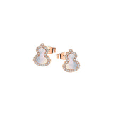 Qeelin Wulu Petite Ear Studs - 18 karat rose gold with mother-of-pearl and diamonds petite wulu stud earrings.