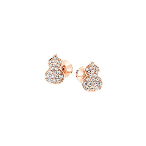 Qeelin Wulu Petite Earrings-Qeelin Wulu Petite Earrings - 18 karat rose gold and pavé diamond wulu stud earrings. Please Note: This is sold as a pair.