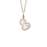 18 karat rose gold mother-of-pearl and diamond wulu pendant.