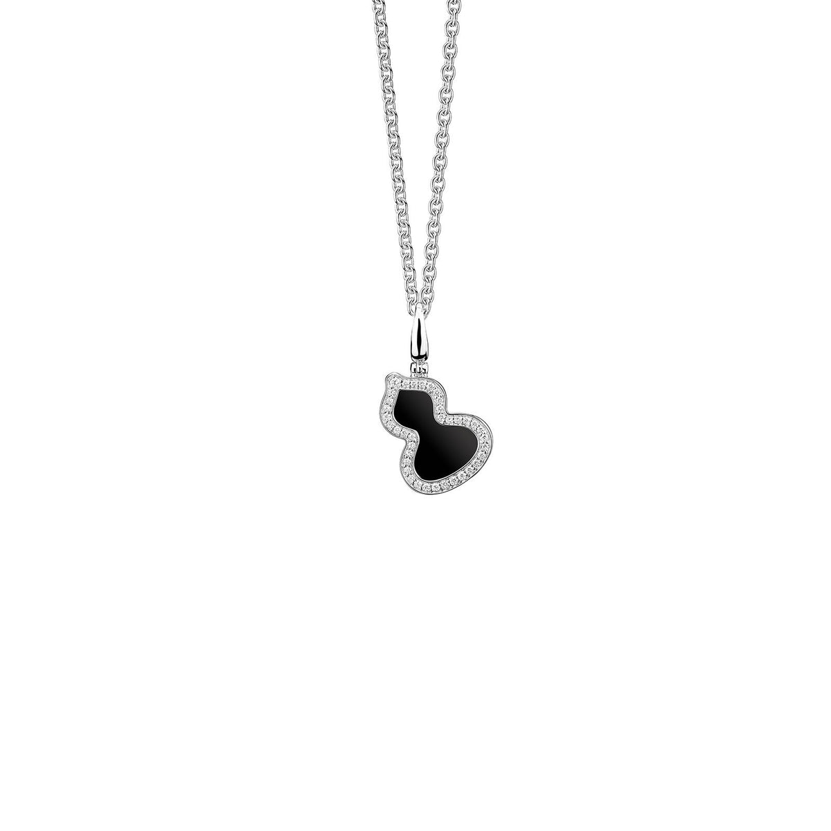Qeelin Wulu Small Pendant - 18 karat white gold with onyx and diamond wulu pendant.