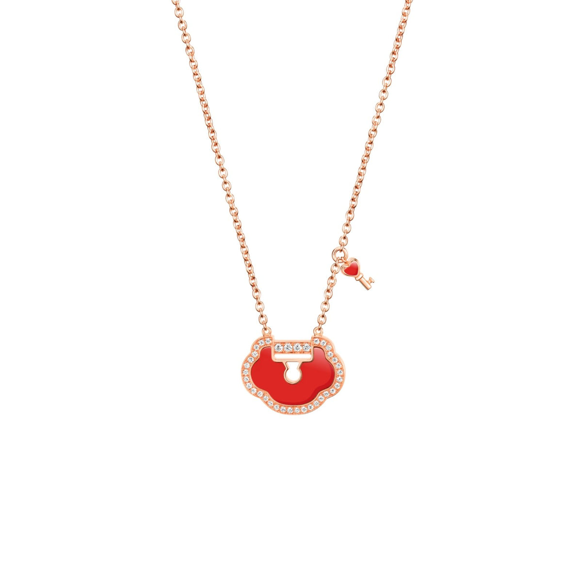 Qeelin Yu Yi Lock Necklace - YYL-040-NL-RGDRA
